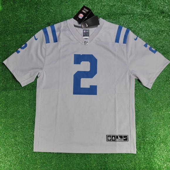 Nike Carson Wentz Indianapolis Colts Youth Football Jersey Size Large 14/16 Grey - Picture 1 of 8